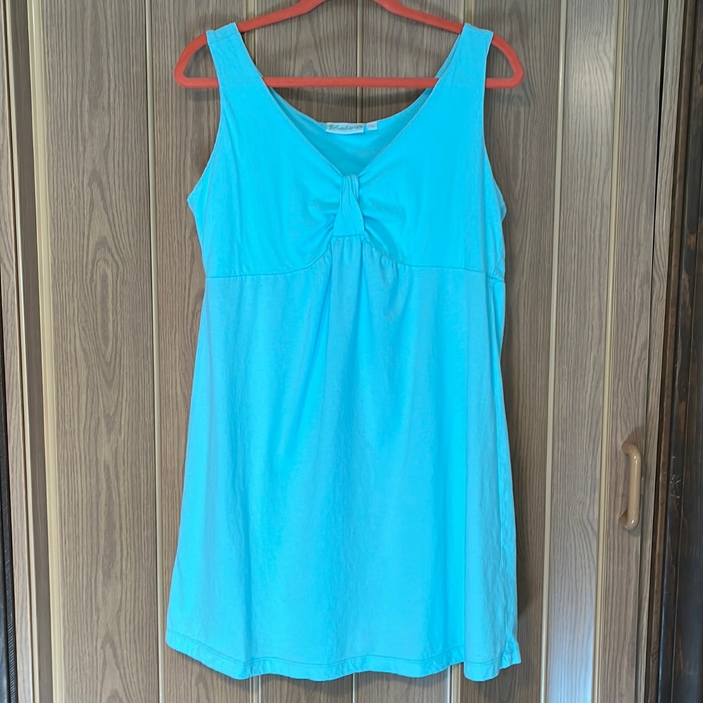 NWOT Beautiful Lulu-B aqua sleeveless cotton dress. Size L. Washed once.